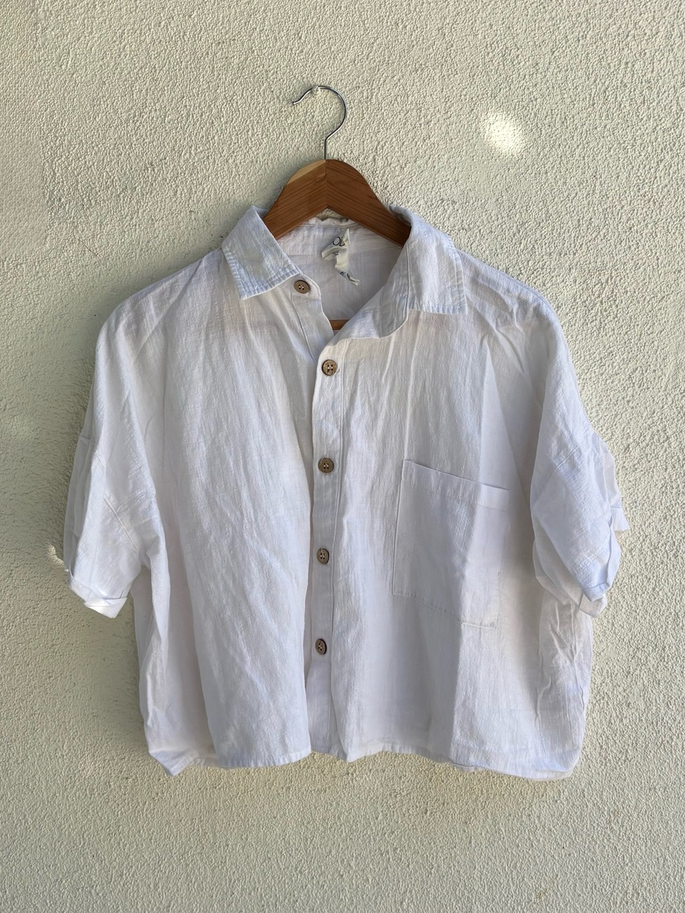 CottonOn White Short-Sleeve Button-Up Shirt